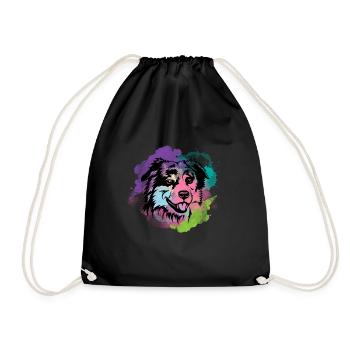 Dog Lover I Splash Art Miniature American Shepherd - Drawstring Bag - black - Front