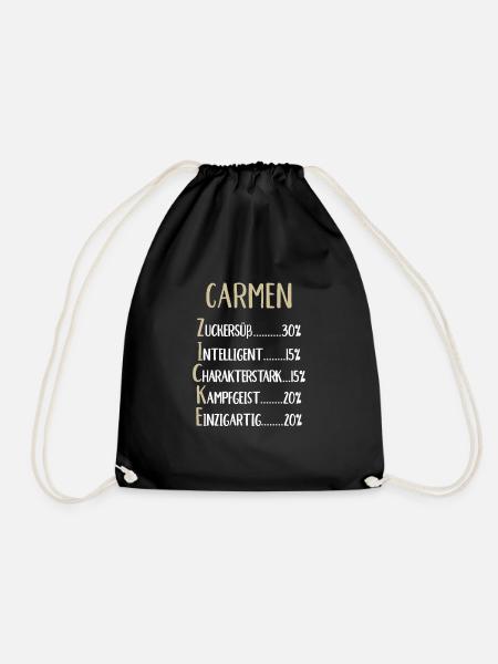 Carmen Namenstag Vorname Carmen Geschenk Name - Turnbeutel - Schwarz