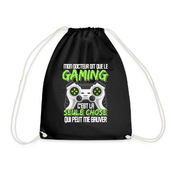 Gaming Thérapie Humour Idée Cadeau Gamer Ado - Sac de sport léger - noir - Devant