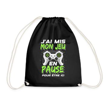 Jeu En Pause Humour Geek Idée Cadeau Gamer Ado - Sac de sport léger - noir - Devant
