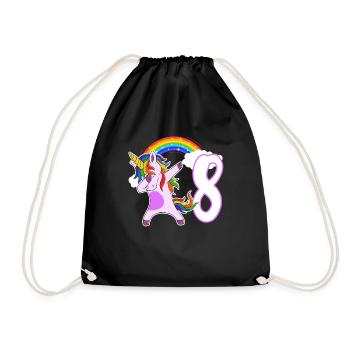 Dabbing Licorne J’ai 8 ans - Sac de sport léger - noir - Devant