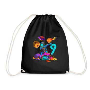 Astronaut In Space 9th Birthday - Drawstring Bag - black - Front