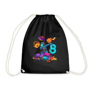 Astronaut In Space 8th Birthday - Drawstring Bag - black - Front