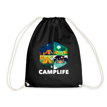 Tent Camper Outdoor Camping - Turnbeutel - Schwarz - Vorne