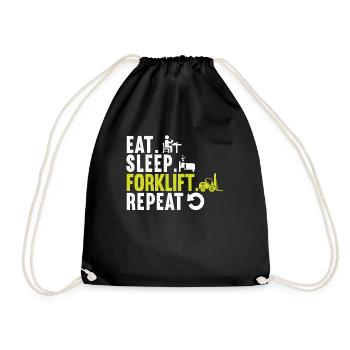 Eat Sleep Forklift Repeat Gabelstapler Fahrer - Turnbeutel - Schwarz - Vorne
