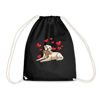 Labrador Retriever chien avec peluche - Sac de sport léger - noir - Devant