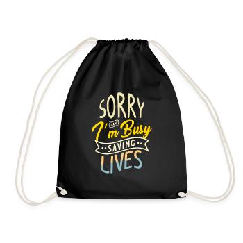 Diligently saving lives Irony Paramedic EMT - Drawstring Bag - black - Front