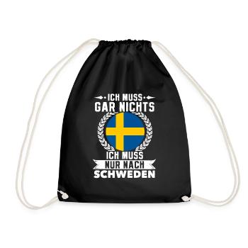 Ich Muss Gar Nichts Ich Muss Nur Nach Schweden - Turnbeutel - Schwarz - Vorne