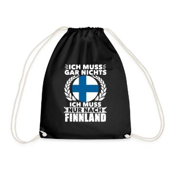 Ich Muss Gar Nichts Ich Muss Nur Nach Finnland - Turnbeutel - Schwarz - Vorne
