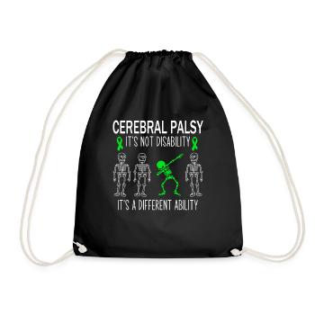 Cerebral Palsy Awareness Dabbing Green Ribbon - Drawstring Bag - black - Front