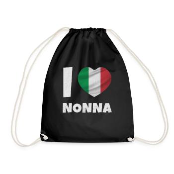 Italien Nonna Herz Flagge Italia Oma Geschenkidee - Turnbeutel - Schwarz - Vorne