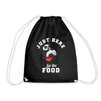 Panda Food lover Always Hungry Just Here For The - Drawstring Bag - black - Front