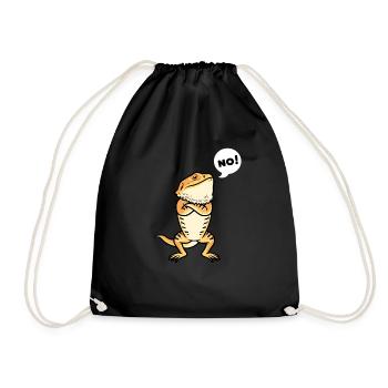 Stubborn Bearded Dragon Pogona Reptiles Lizard - Drawstring Bag - black - Front