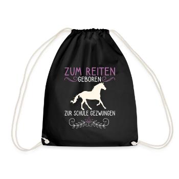 Reitspruch Pferdemädchen Reiten Pferde Motiv - Turnbeutel - Schwarz - Vorne