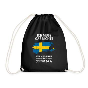 Schweden Flagge Tshirt - Turnbeutel - Schwarz - Vorne