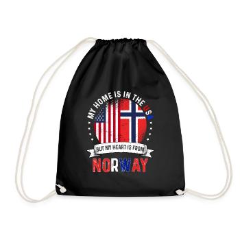 Norwegian American Flag Norwegian Roots USA - Drawstring Bag - black - Front