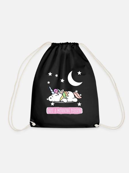 Einhorn Schlafshirt Pyjama Schlafanzug - Turnbeutel - Schwarz