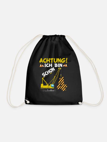 4. Geburtstag Ich bin schon 4 Bagger Kran Geschenk - Turnbeutel - Schwarz