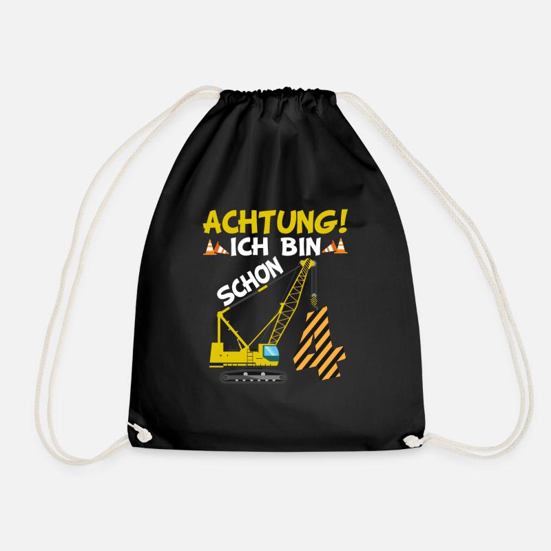 4. Geburtstag Ich bin schon 4 Bagger Kran Geschenk - Turnbeutel - Schwarz
