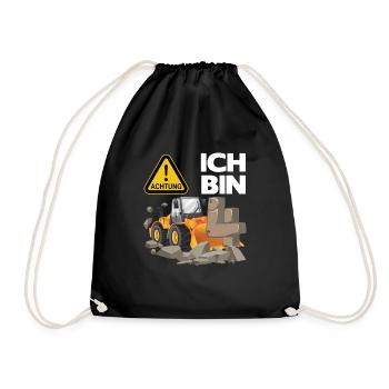 Bagger 4. Geburtstagsshirt Junge 4 Jahre Baustelle - Turnbeutel - Schwarz - Vorne