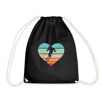 Skiing ski rider skiing Winter sports enthusiast - Drawstring Bag - black - Front