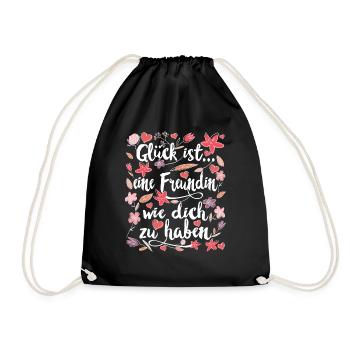 Freundin beste Freundinnen Geschenk - Turnbeutel - Schwarz - Vorne