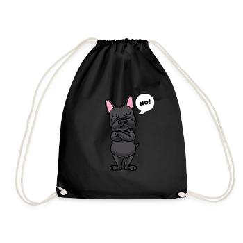 Stubborn French Bulldog Dog Funny - Drawstring Bag - black - Front