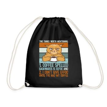 Coffee Spelled Backwards Is Eeffoc - Funny Coffee - Drawstring Bag - black - Front