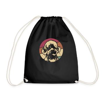 Caniche chien rétro vintage - Sac de sport léger - noir - Devant