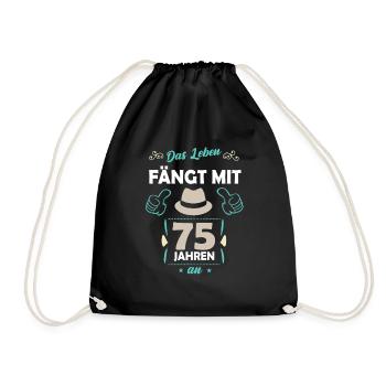 75. Geburtstag Geschenk 75 Jahre Spruch - Turnbeutel - Schwarz - Vorne