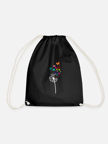 Pusteblume Schmetterlinge Geschenk - Turnbeutel - Schwarz