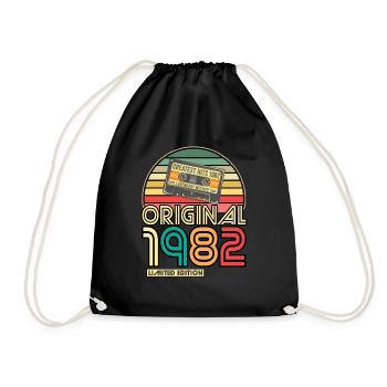 Cassette Tape Retro Vintage 1982 born Year 1982 - Drawstring Bag - black - Front