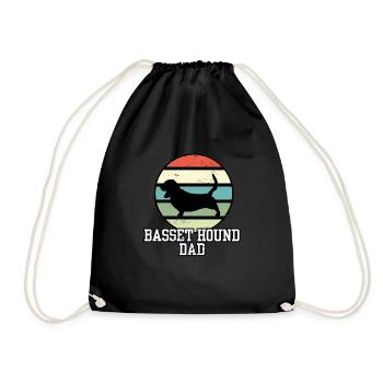 Basset Hound Dad I Retro Basset Dad - Drawstring Bag - black - Front