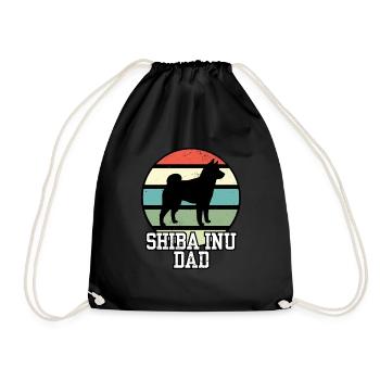 Shiba Inu Dad I Retro Shiba Dad - Drawstring Bag - black - Front