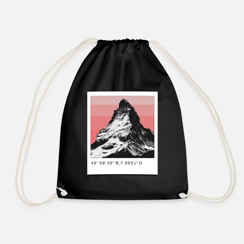Matterhorn Alps Coordinates - Drawstring Bag - black