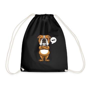 Stubborn English Bulldog Dog - Drawstring Bag - black - Front