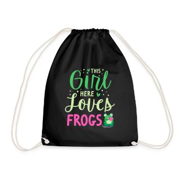 Frosch Tshirt Kröte Kaulquappe Laubfrosch Frog - Turnbeutel - Schwarz - Vorne