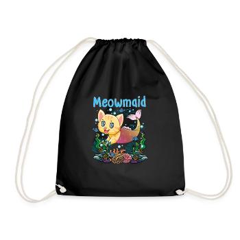 Meowmaid Shirt - Turnbeutel - Schwarz - Vorne