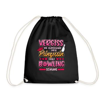 Bowling Prinzessin Sport Kegel Spruch Geschenk - Turnbeutel - Schwarz - Vorne