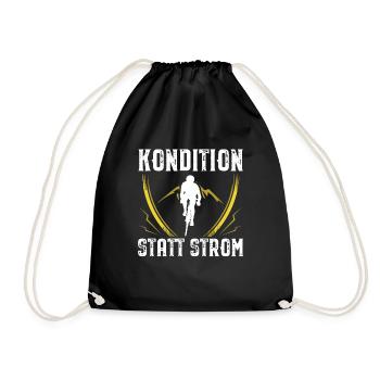 Kondition Statt Strom Fahrrad Anti Akku E-Bike - Turnbeutel - Schwarz - Vorne