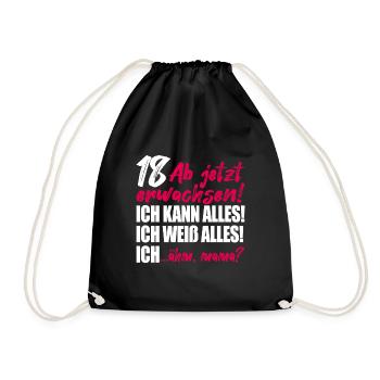 18. Geburtstag Mädchen Geschenk 18 Geburtstag Frau - Turnbeutel - Schwarz - Vorne