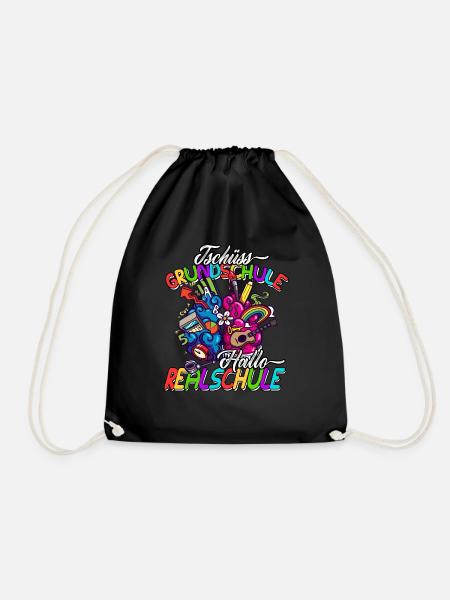 Tschüss Grundschule Hallo Realschule Geschenkidee - Turnbeutel - Schwarz