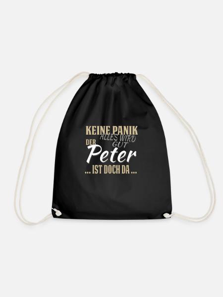 Peter - Keine Panik - lustiges Geschenk - Turnbeutel - Schwarz