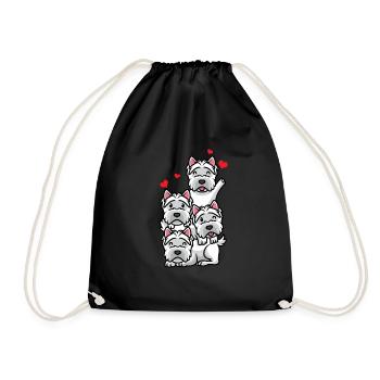 White West Highland Terrier Dog - Drawstring Bag - black - Front