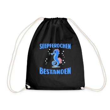 Seepferdchen bestanden Schwimm Abzeichen Kinder - Turnbeutel - Schwarz - Vorne