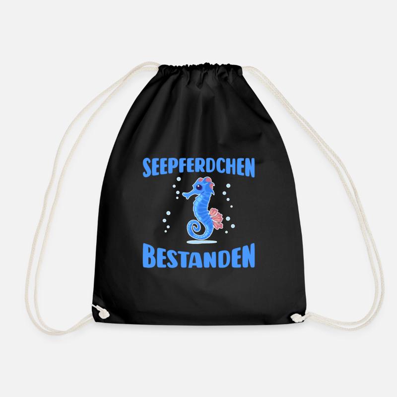 Seepferdchen bestanden Schwimm Abzeichen Kinder - Turnbeutel - Schwarz