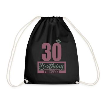 30th birthday 30 years 30th Birthday Princess - Drawstring Bag - black - Front