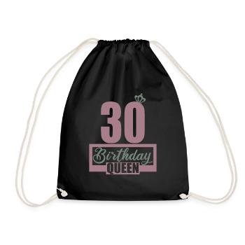 30th birthday 30 years 30th Birthday Queen - Drawstring Bag - black - Front