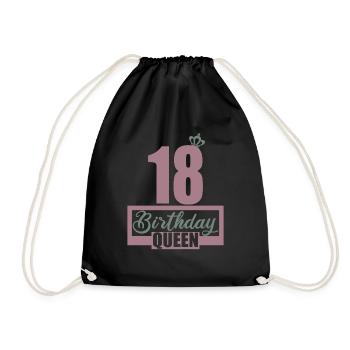 18. Geburtstag 18 Jahre 18er Birthday Queen - Turnbeutel - Schwarz - Vorne