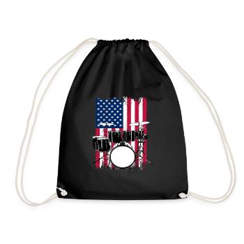 Batterie batteur cadeau États-Unis drapeau - Sac de sport léger - noir - Devant